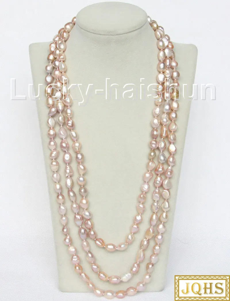 

Long 78" 12mm baroque purple freshwater pearls beads Strand knotted necklace j10502