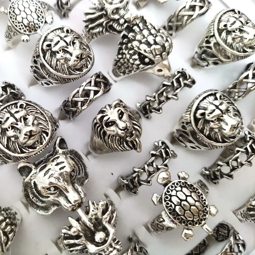 Большое количество 50 шт./лот смешанное мужское кольцо в стиле панк с изображением