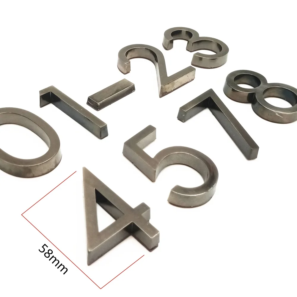 Темно серый стикер с номером дома 6 см самоклеющийся номер двери отеля липкий