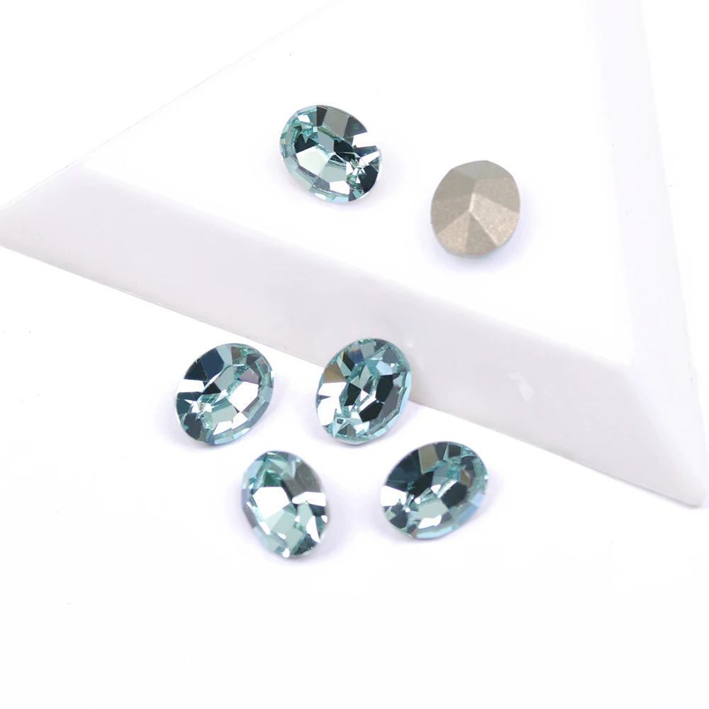

CTPA3bl 4128 6x8mm 8x10mm Super Glitter Crystal Rhinestone Aquamarine Color Oval Shape Strass For Charms 3D Nails Art Decoration