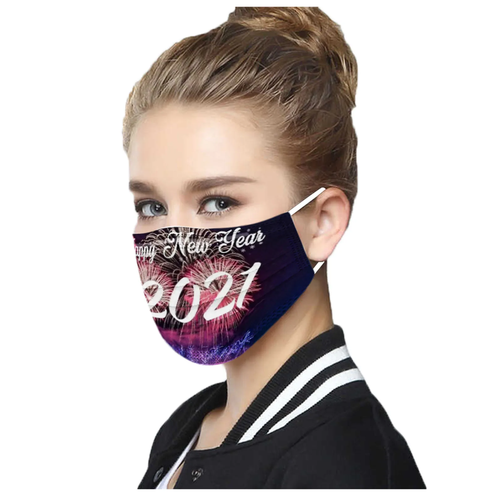 

3 Layer Earring Face Mask Personal Health Care 2021 Happy New Years Christmas Adult Disposable Mask masque jetable mascarillas