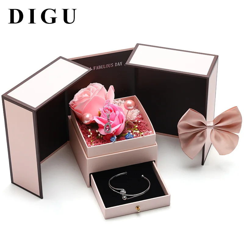 Preserved Flower Gift Box Valentine's Day Gift Female Rose Double Open Gift Box Wedding Companion Gift Empty Box