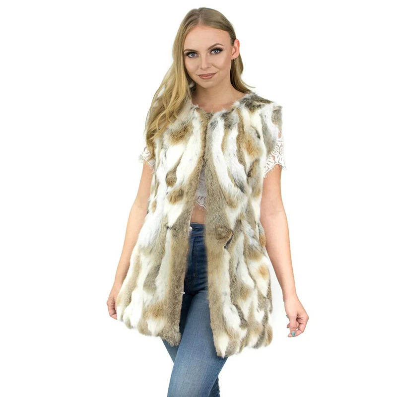 Brand new genuine authentic natural rabbit fur vest women's winter warm jacket vest customization