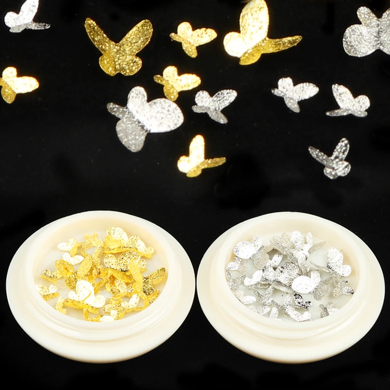 Бабочка Форма наклейки для ногтей с металлическими шипами Золотой Серебряный