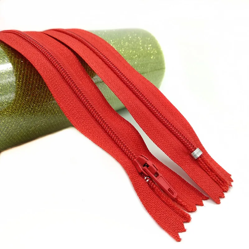 Red 2pcs 20 см смолы невидимые молнии фиолетовый оранжевый зеленый черный DIY нейлон катушки молнии для швейной одежды 2 шт./лот - Цвет: Red 2pcs