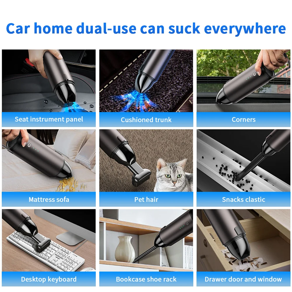 Беспроводной 6000PA мини пылесос на автомобиль для домашнего мульти функция