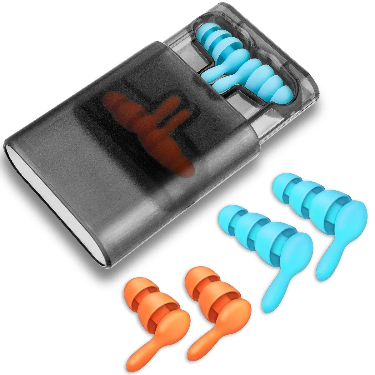 

2 Pairs/Pack Anti-Noise Ear Plug Sound Insulation Ear Protection Earplugs Sleeping Plugs Waterproof Silicone Swim Earplugs Soft