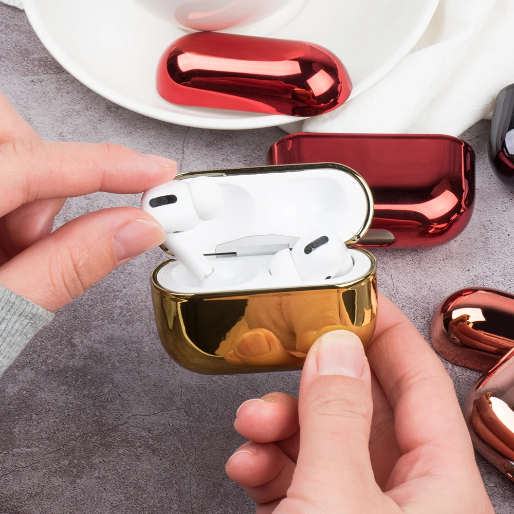 Золотой с гальваническим покрытием Жесткий ПК для AirPods 1 2 3 чехол Крышка Беспроводные Наушники Аксессуары для Airpods Pro цветной чехол для наушников