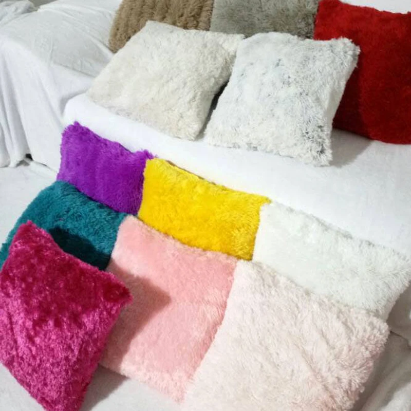 Фланелевые подушки домашние декоративные одноцветные квадратные диванные