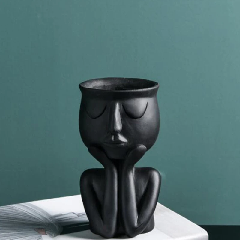 2 Pc Character Portrait Flower Pot Resin Succulent Plant Abstract Face Household Desktop Vase | Дом и сад