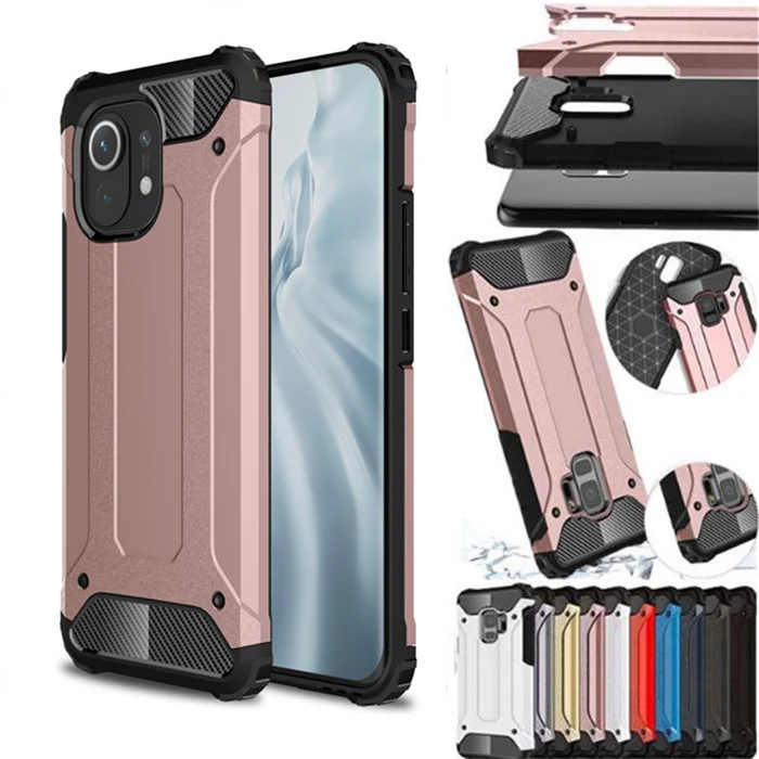 

For Xiaomi Mi 11 Mi11 Soft TPU Silicone Hard PC Rugged Armor Shockproof Phone Case for Xiaomi Mi 11 Protective Back Cover