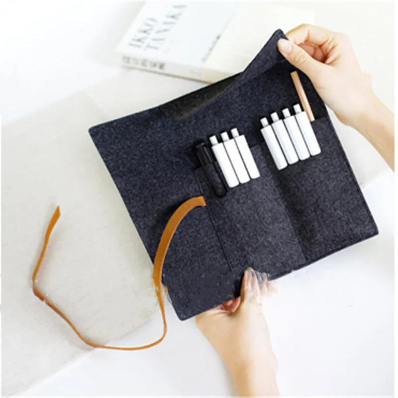 Портативный рулон школьный Карандаш Чехол войлочную ткань ручка сумка для