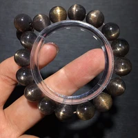 natural black sunstone quartz moonstone bracelet 11mm round beads cat eye women fashion stone aaaaa