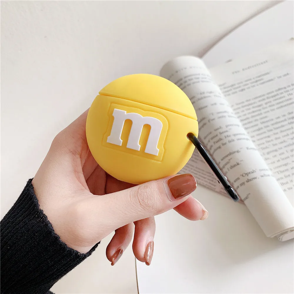 Силиконовый чехол M & m в виде Шоколадных Бобов для Apple Airpods 1 2 милый Уникальный