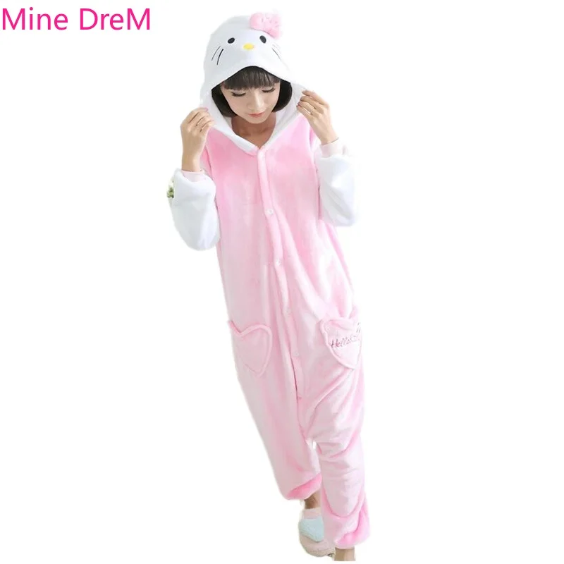 Кигуруми комбинезон пижама животные мультфильм белый рукав котенок кошка костюм