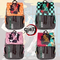 anime demon slayer backpack kimetsu no yaiba canvas bag kamado tanjirou student school bags nezuko notebook bag cosplay
