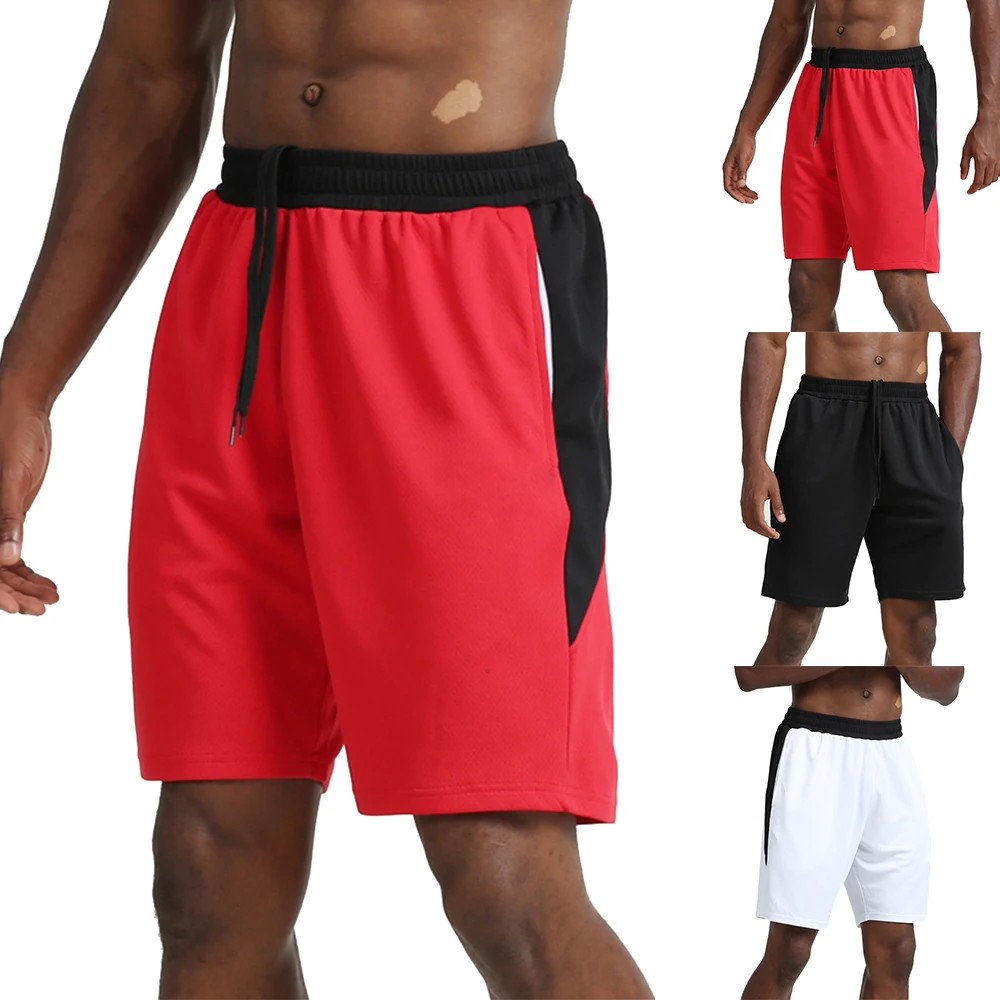 

Fashion Color Stitching Shorts Men Lace Up Loose Pants Summer Male Running Gym Sport Trousers Training