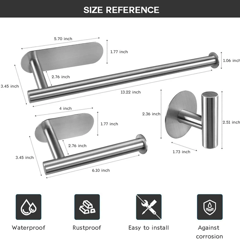 

4 Pcs Paper Towel Holder Self Adhesive Paper Towel Rack Roll Paper Holder with Adhesive Robe Towel Hooks