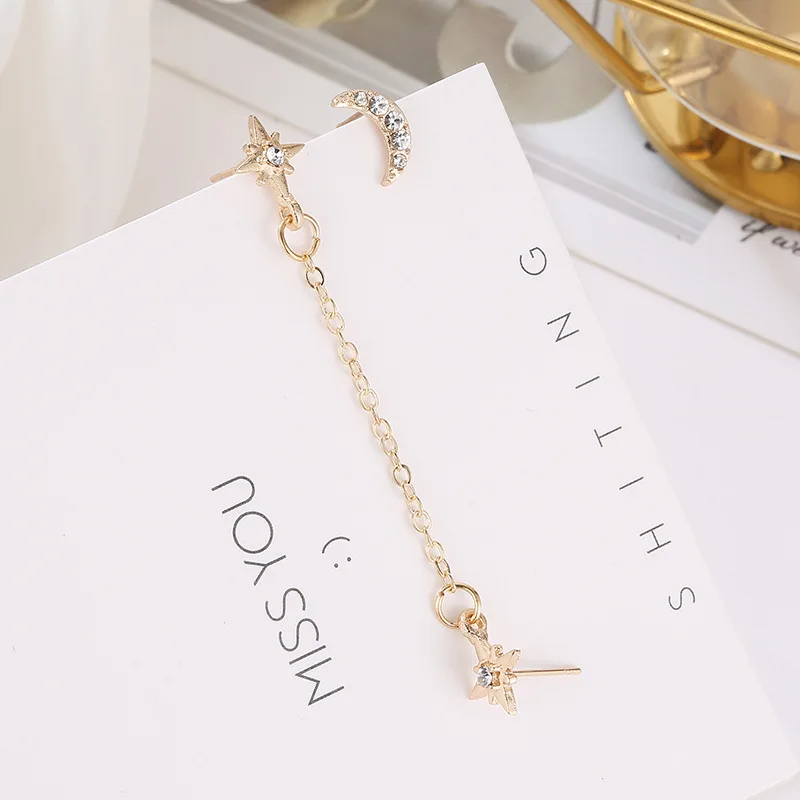 Серьги-гвоздики в форме звезды и Луны для женщин набор сережек-гвоздиков из