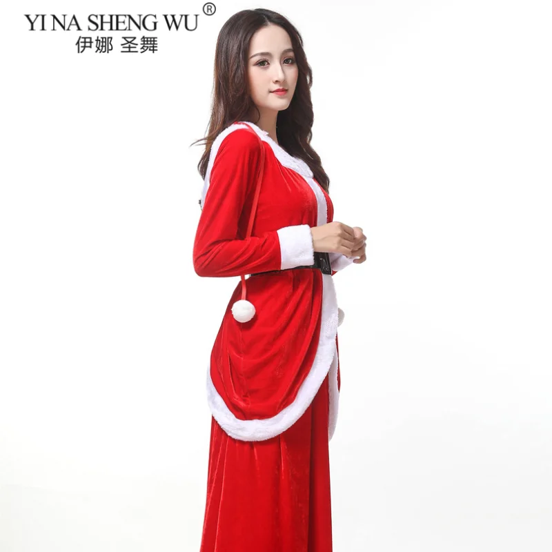 Женский Рождественский костюм с длинным рукавом для взрослых Рождественская