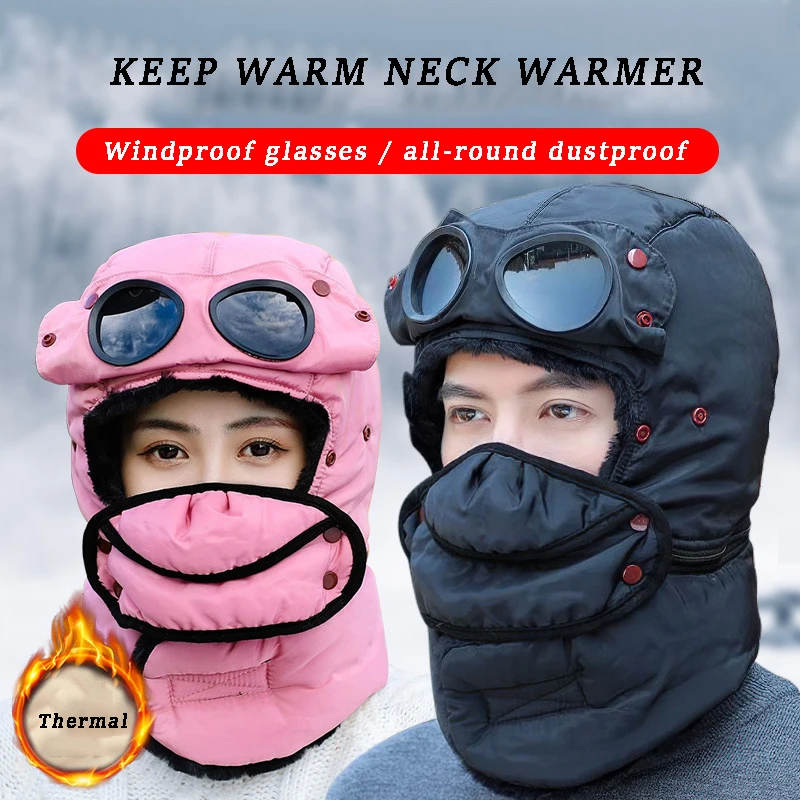 

Men's Winter Ski Snowboard Cap Plus Velvet Fishing Cycling Cap Faux Fur Earflap Windproof Warm Hunting Hat Earflaps 7 Colors