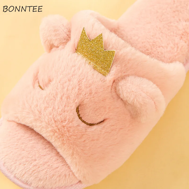 Шлепанцы женские зимние из искусственного кроличьего меха модные теплые