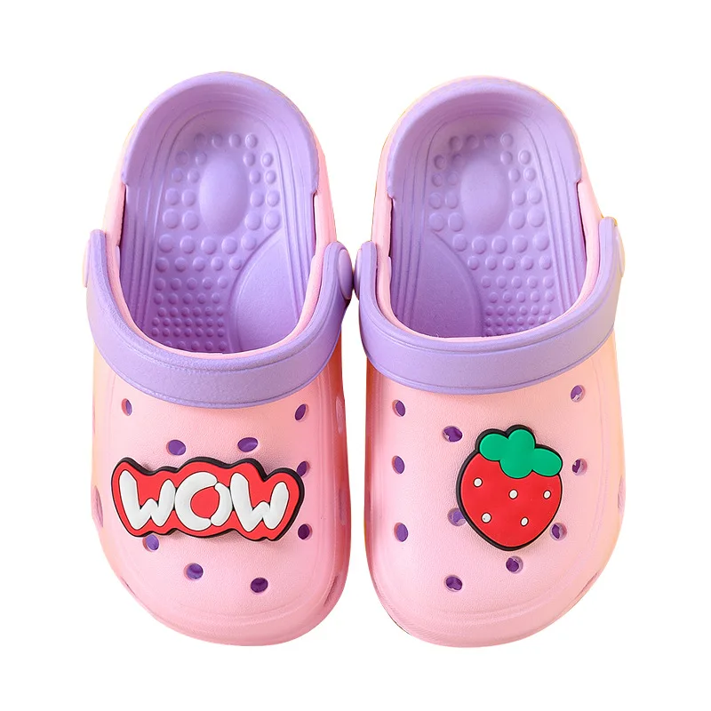 

2021 New Summer Cute Fruit Cartoon Slippers Boys Girls Fashion Casual Beach Hole Shoe Kids Baby Sandal EVA Slippers For Children