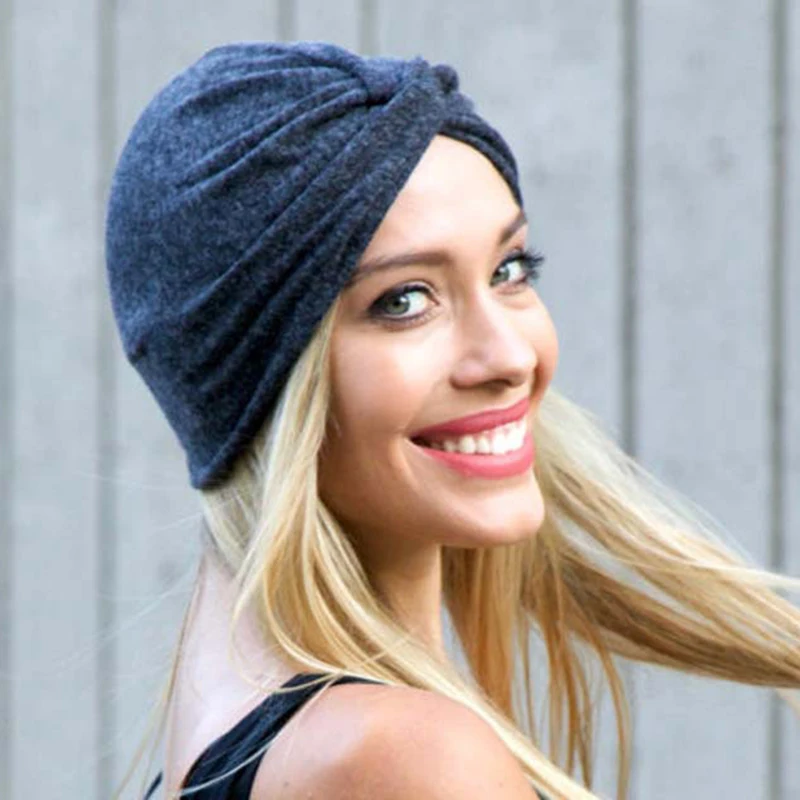 Женские банданы, растягивающиеся мусульманские тюрбаны, внутренние хиджабы, ободки для головы, головные платки для женщин, узловатые индийские повязки на голову.