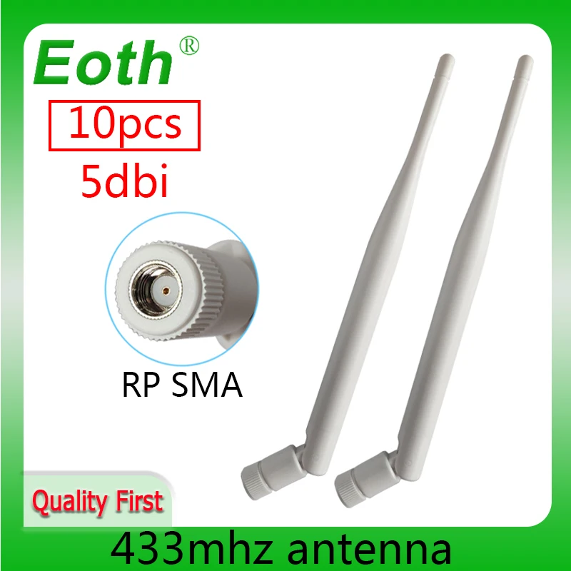 EOTH 10pcs 433mhz antenna 5dbi sma female lora antene pbx iot module lorawan signal receiver antena high gain