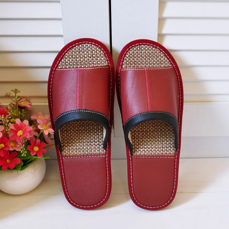 Шлепанцы из воловьей кожи для дома домашние сандалии с мягкой подошвой льняные