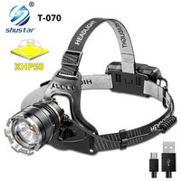 super bright xhp50 led headlamp waterproof headlight rechargeable fishing adventure camping lights illumination 500 meters