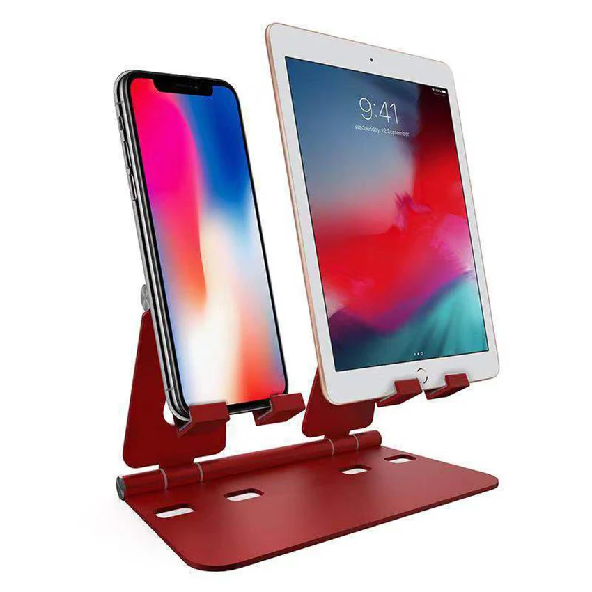

Multi-Angle Dual Portable Stand for Phone Tablet, Foldable Aluminum Alloy Cell Phone Tablet Video Game Stand Holder, Black