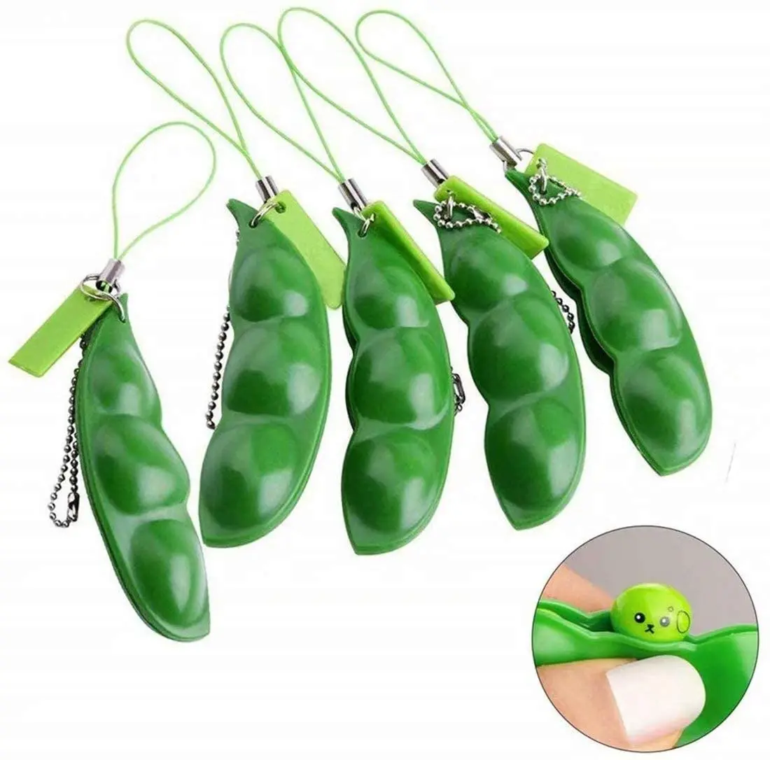 Decompression Antistress Toys Fidget Squishy Squeeze Peas Beans Keychain Relief For Adult Kids Rubber Stress Reliever Toy | Игрушки и