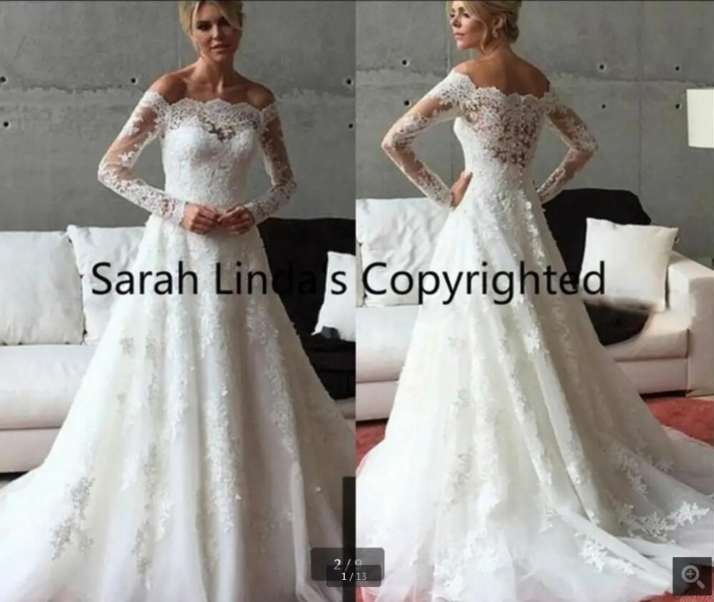 Vestido De Festa 2020 белые кружевные аппликации трапециевидные Свадебные платья с
