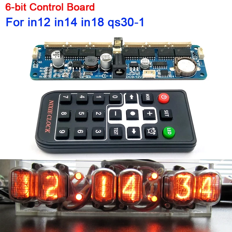 6-bit NIXIE Tube Clock Motherboard Core Board Control Panel remote control for in12 in14 in18 qs30-1 Glow Tube Clock Controller