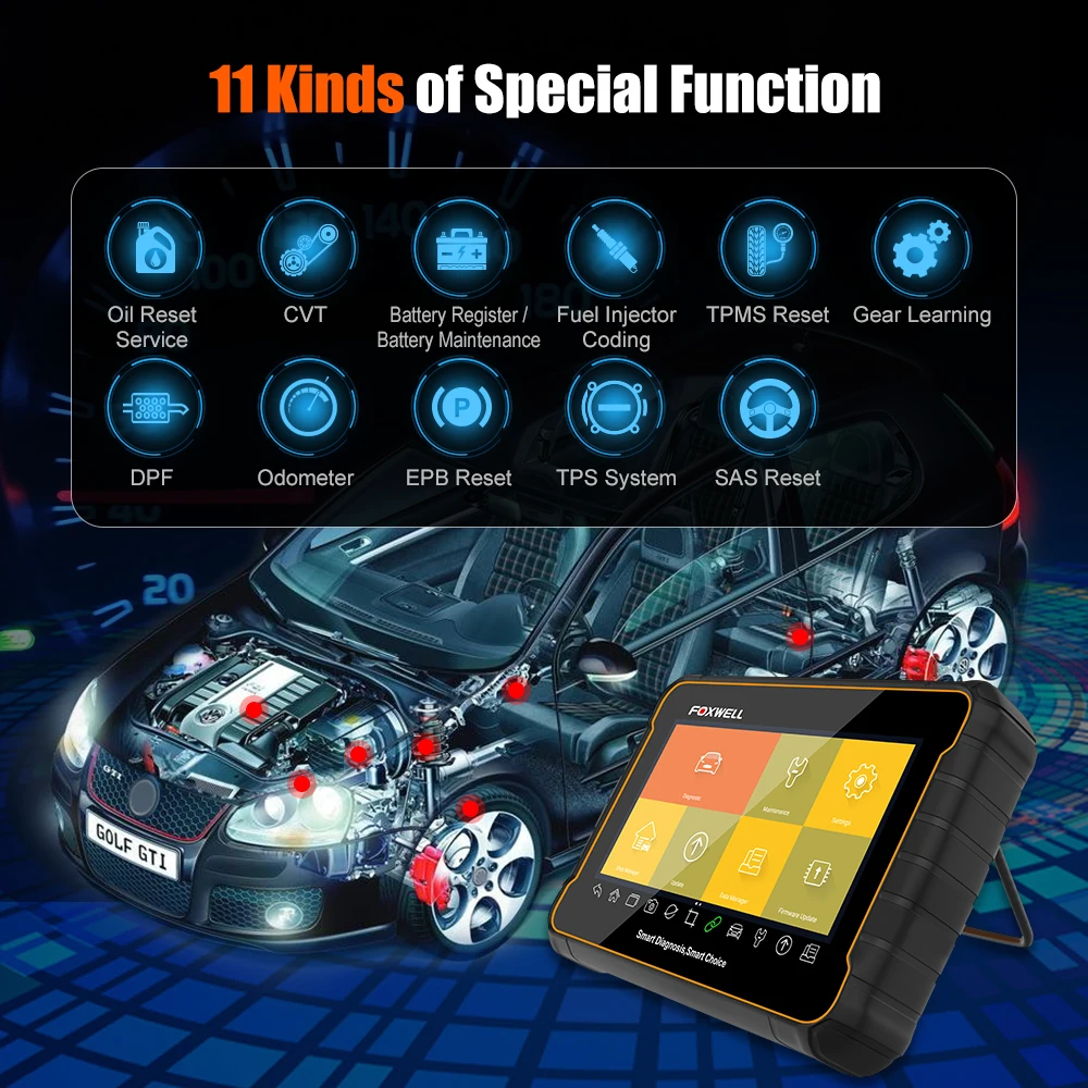 Автоматический сканер Foxwell GT60 считыватель кодов OBD 2 SAS DPF ABS TPMS поддержка