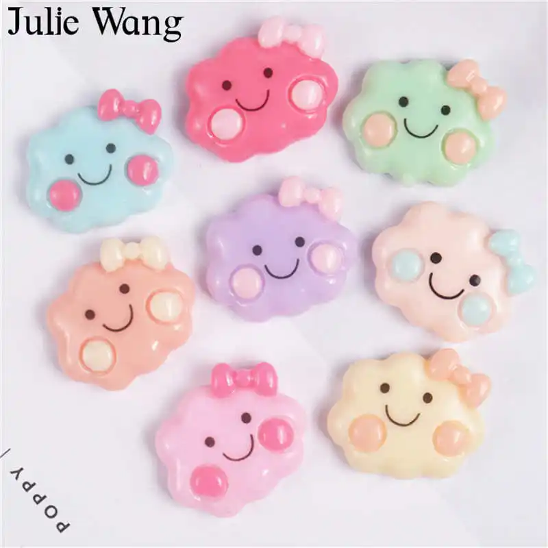 Julie Wang 20 шт. Смола Мультфильм Облако шармы улыбающиеся смешанные цвета аксессуары
