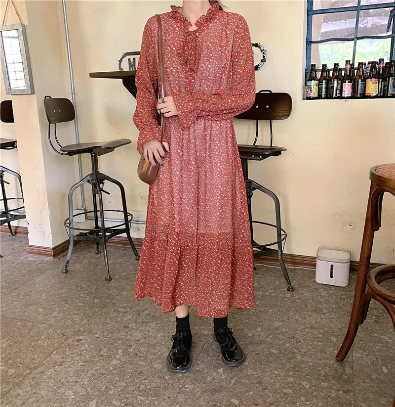 Женское шифоновое платье весна-лето 2020 новое модное женское винтажное с длинным