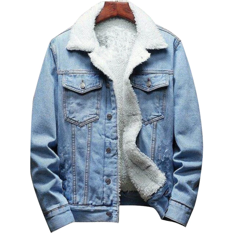

Winter Men Warm Denim Jacket 2021 New Fashion Casual Thicken Berber Fleece Slim Jeans Jackets Coats Streetwear Hip Hop Outerwear