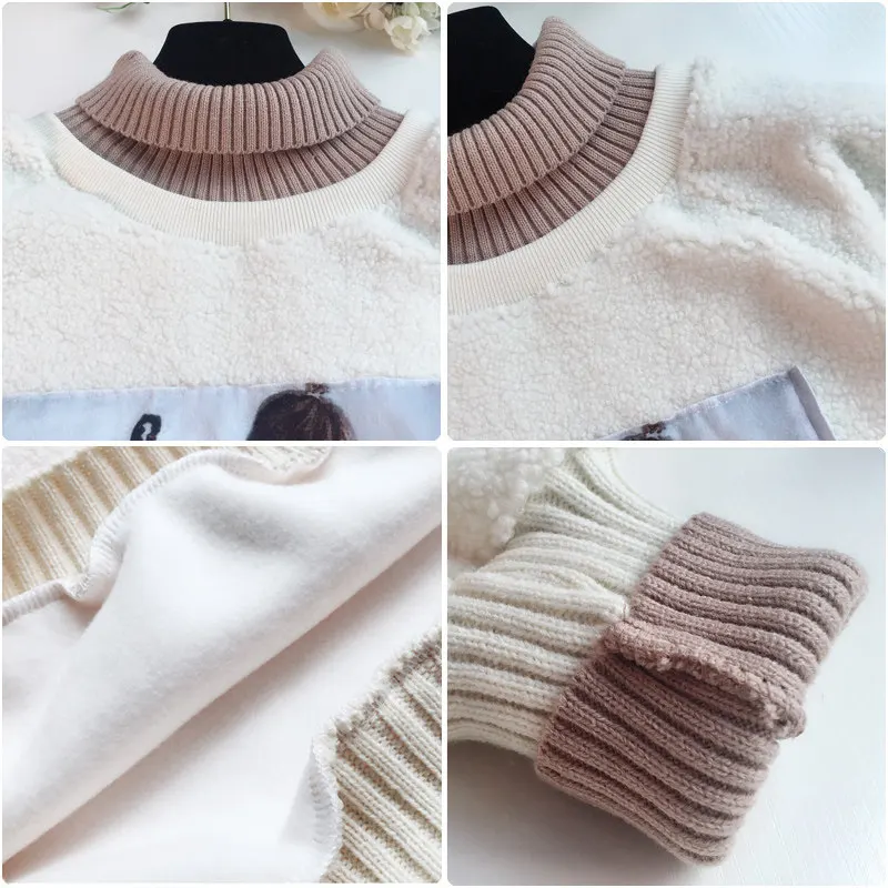 Осенне зимний флисовый пуловер с надписью Love в стиле Харадзюку топы толстая