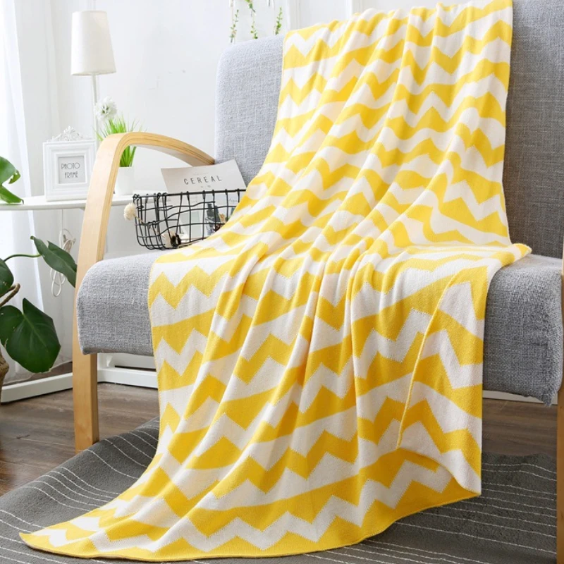 Новое поступление 2020 хлопковое вязаное покрывало волнистое жаккардовое удобное