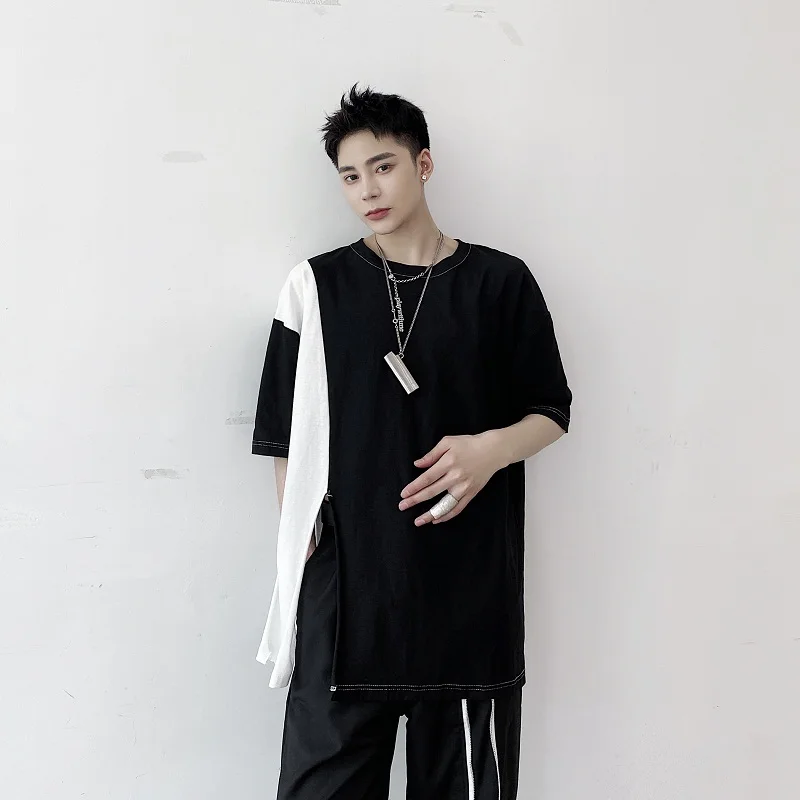 Футболка мужская с коротким рукавом уличная одежда в стиле хип хоп разрезами