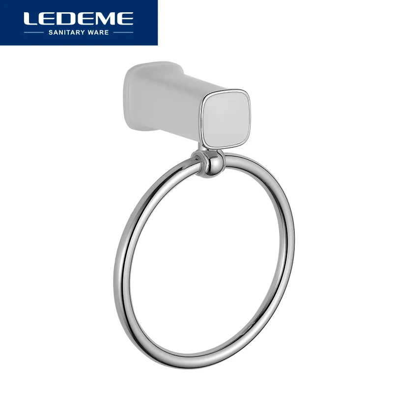 

LEDEME Bathroom White Simplicity Round Style Wall-Mounted Towel Ring Holder Hanger L30204W