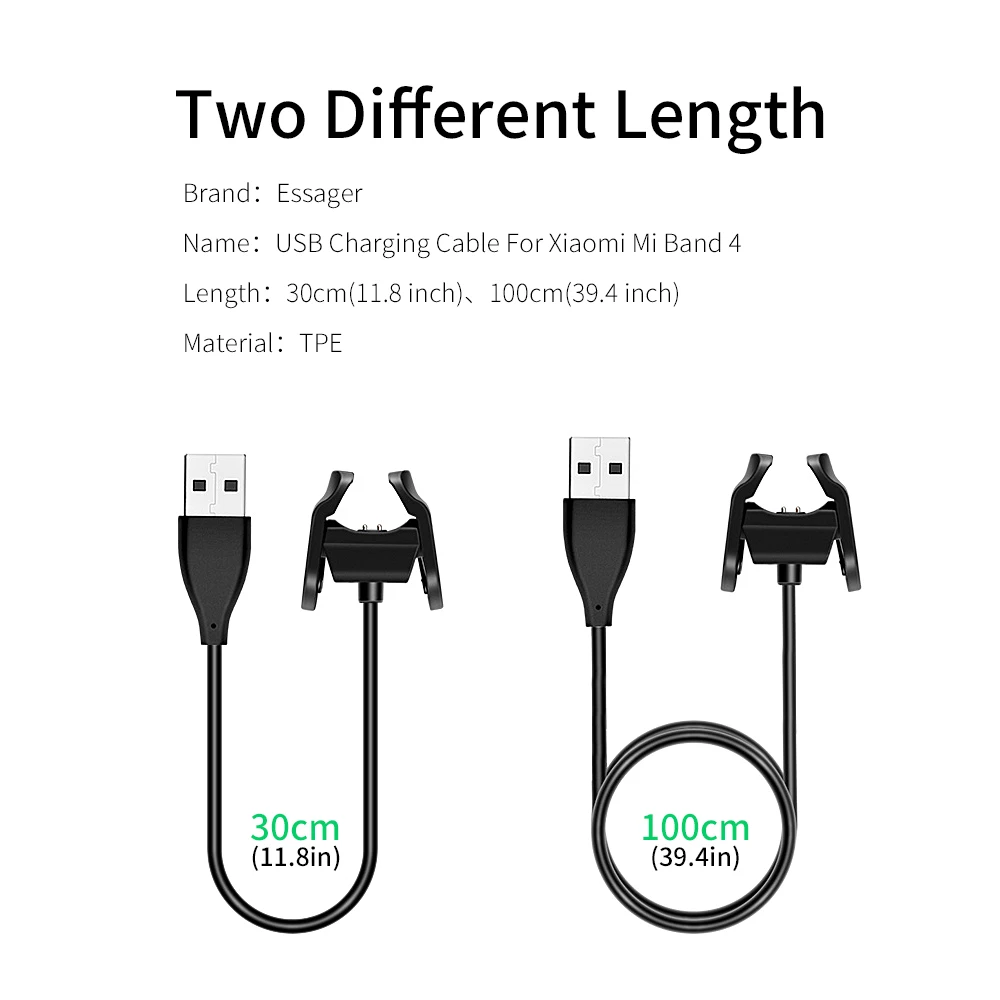 

Essager USB Charger For Xiaomi Mi Band 4 Dock Clip Fast Charging Cable For Xiaomi Miband 4 Cord Adapter Accessories