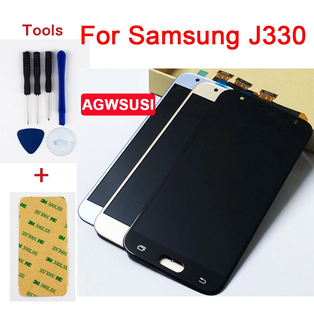 Золотой для Samsung Galaxy J3 J330 sm-j330f J330G ЖК-дисплей панель монитор+ сенсорный экран дигитайзер сенсор Стекло в сборе