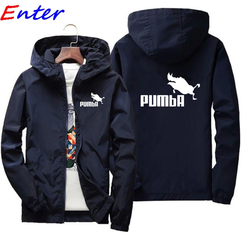 

2021 PUMBA LOGO Spring Men Hooded Jacket Casual Zipper Sweatshirt Men's Sportswear Fashion Jacket Men Jacket Leather Coat S~7XL
