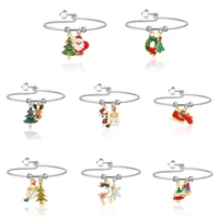 zs christmas tree santa claus charms dangles for women snowman elk shape initial bangle unisex jewelry xmas gift for families