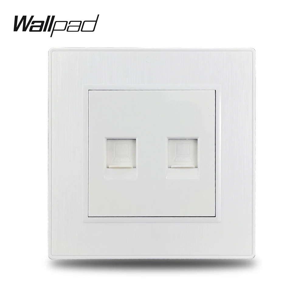 

Wallpad S6 White Double 2 Ethernet Internet Data RJ45 CAT6 Wiring Outlet Wall Socket Brushed PC Plastic