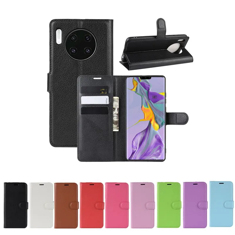 Чехол бумажник из искусственной кожи с зернистой фактурой для Huawei Mate 30 Lite Nova 5i Pro