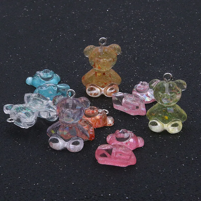 

10Pcs 15*25mm 8 Color Charm Bears Cute Resin Gummy Candy Animal Pendants Necklace Earrings DIY Materials Handmade Material